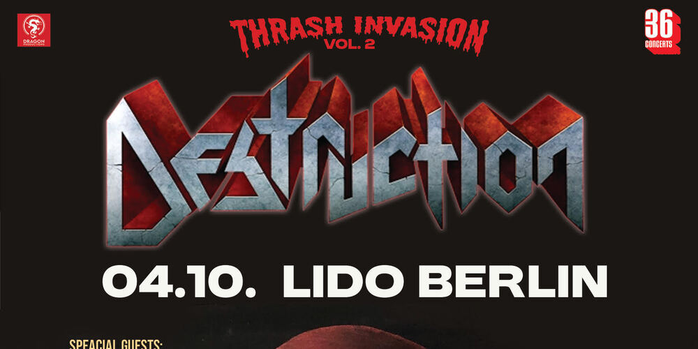 Tickets DESTRUCTION + NERVOSA + BLOODFANG, Support: CAMPA + Afterparty with Robin Banks (Paranoid) in Berlin